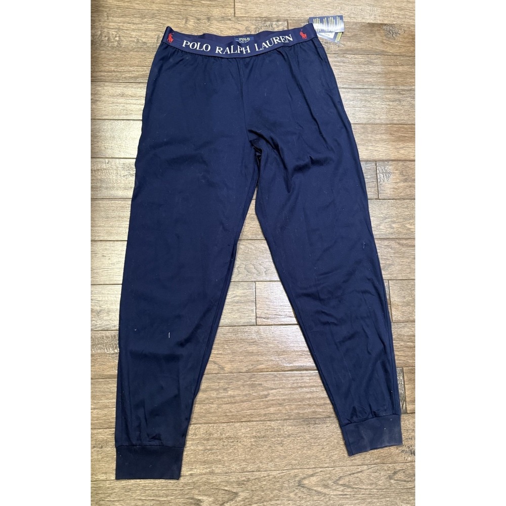 New Polo Ralph Lauren‎ Sleep Joggers Men's Size Large Navy Blue Elastic Waist